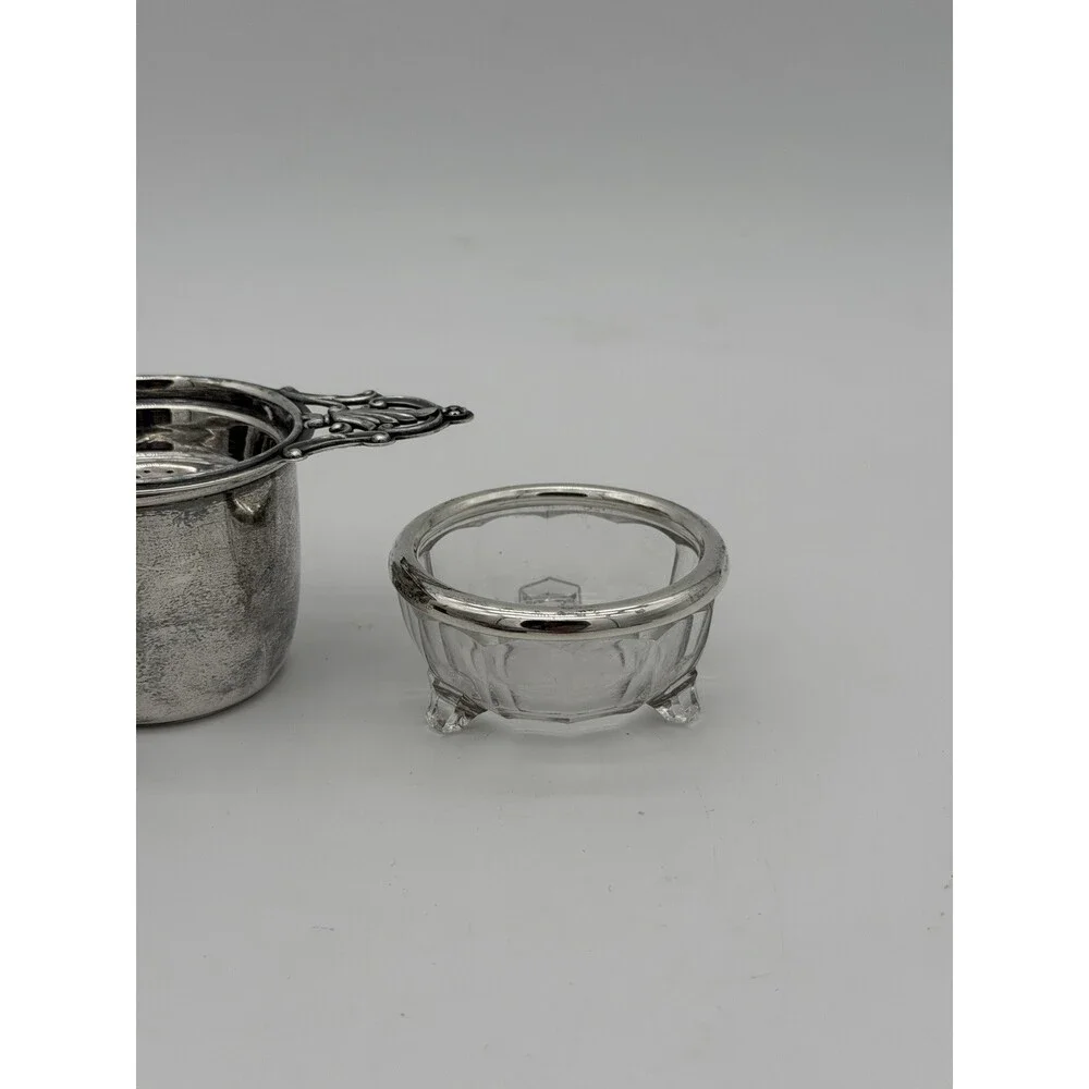 Antique Art Deco Sterling Silver Tea Strainer & Stand & Cup Webster Set Complete